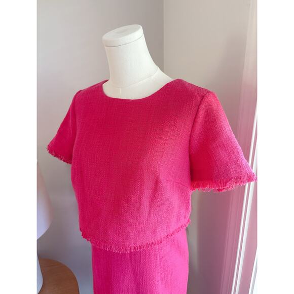 Karl Lagerfeld Pink Fringe Sheath Dress Womens Size 8 Professional Work Office - Picture 2 of 10